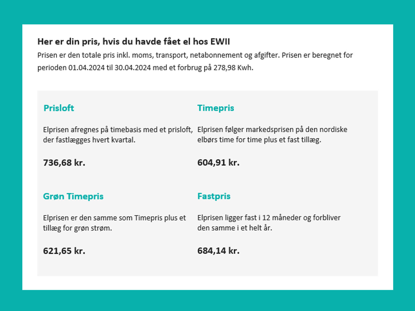 Beregning af elpriser. Få en personlig anbefaling baseret på dit faktiske elforbrug. Beregn din pris på 2 minutter, og se hvad du kan spare