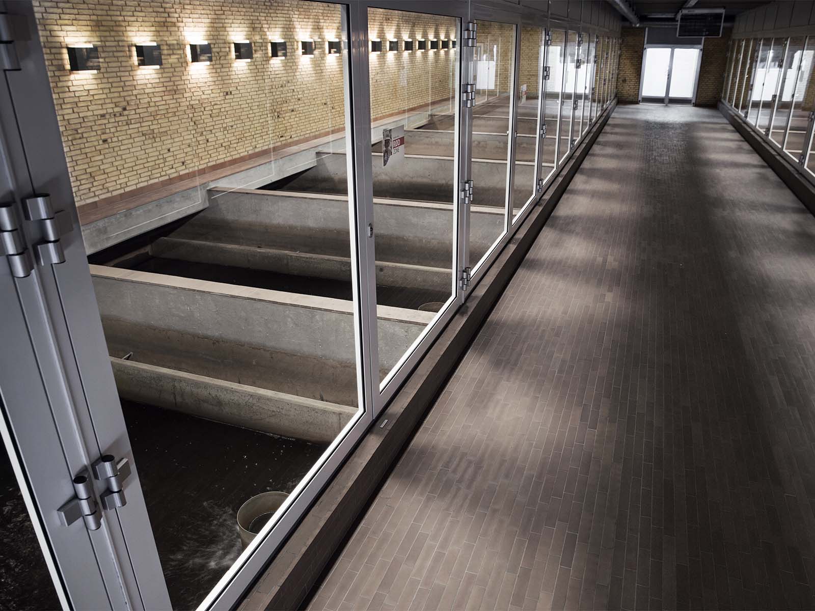 Vand bliver filtreret i vandbassiner 