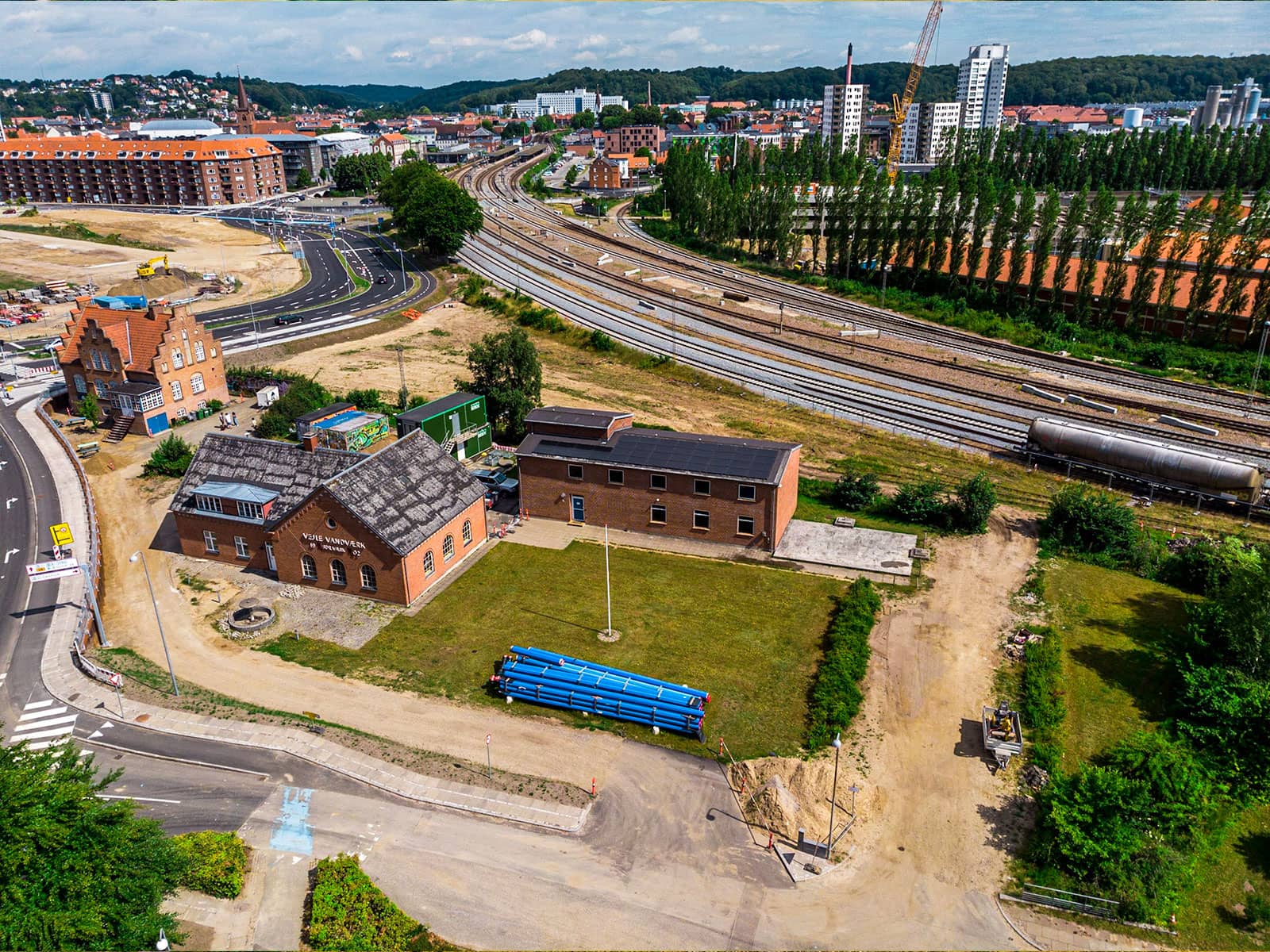 Søndre Vejle Vandværk set fra oven.