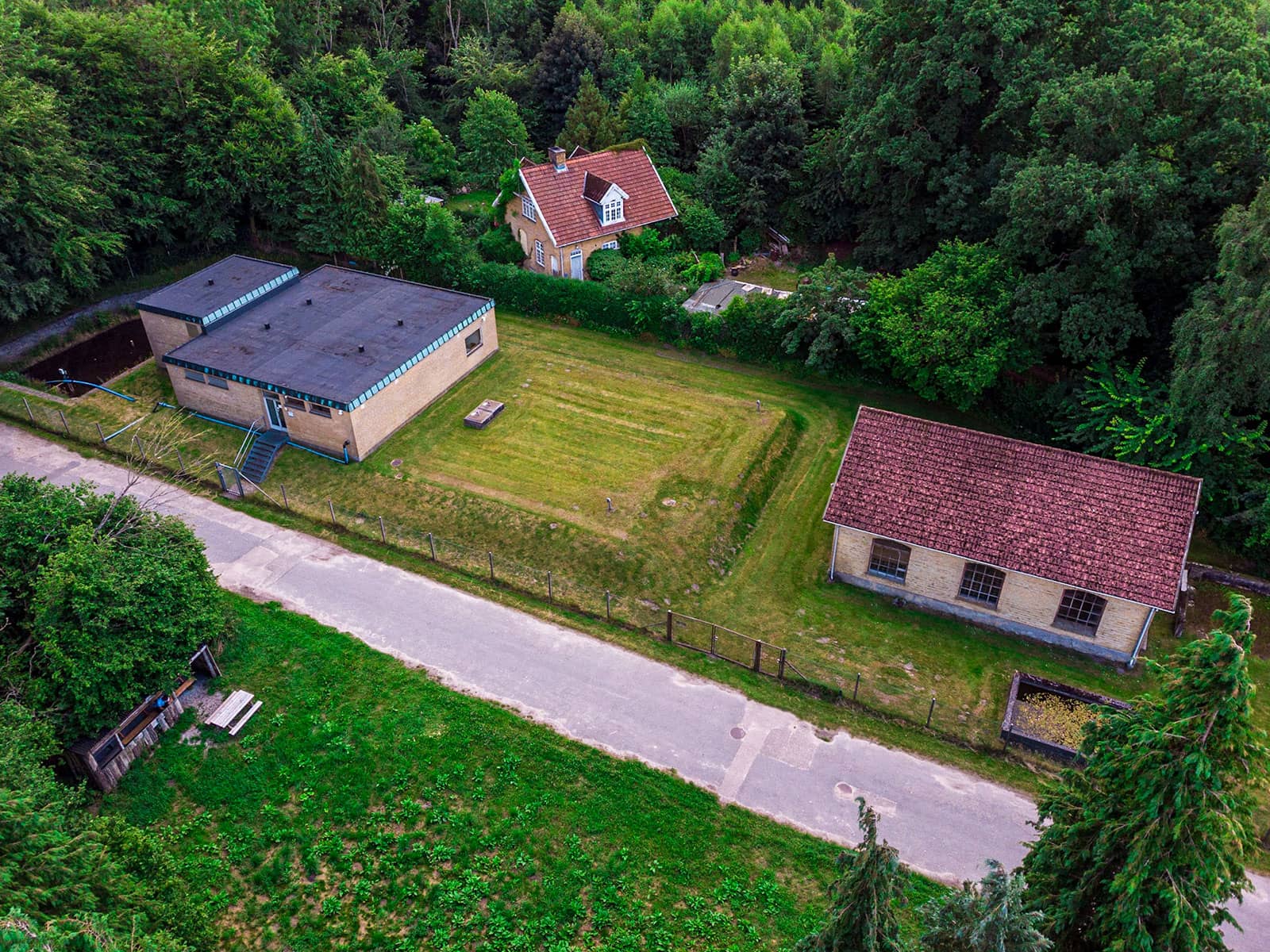 Vandværk i Staurbyskov set fra oven.