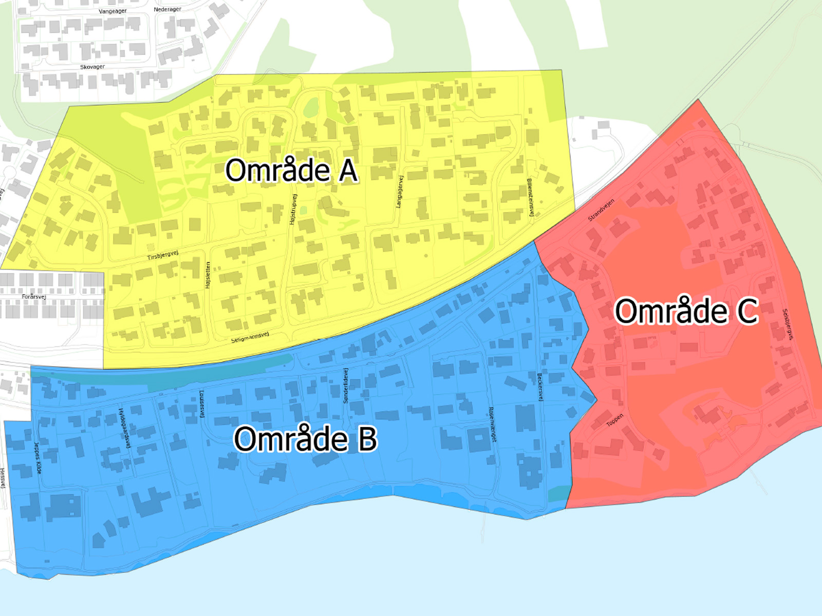 Kort over fjernvarme udrulning i Bredballe