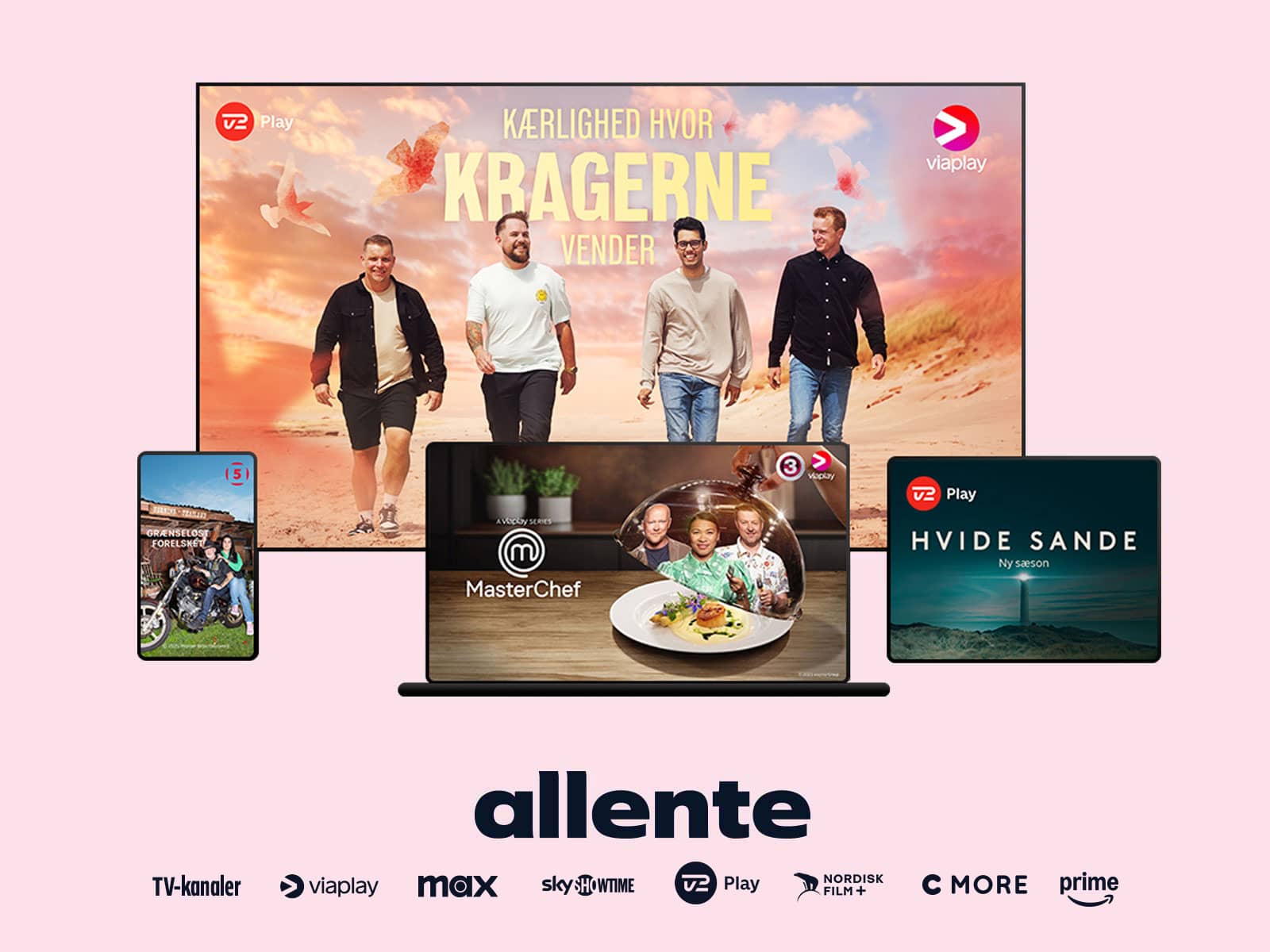 Indhold fra Allente streaming tv-pakker på tv, mobil og tablet. Bestil tv pakker fra Allente hos EWII med 20 % rabat. Vælg mellem tre fleksible streaming tv pakker.