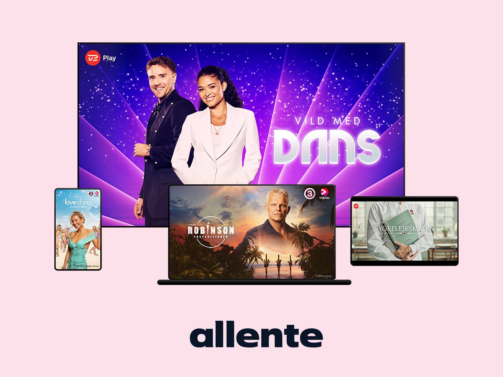 Tv-programmer vises på tv, tablet og mobil. Se tv-pakkepriser fra Allente med 20% rabat via EWII.
