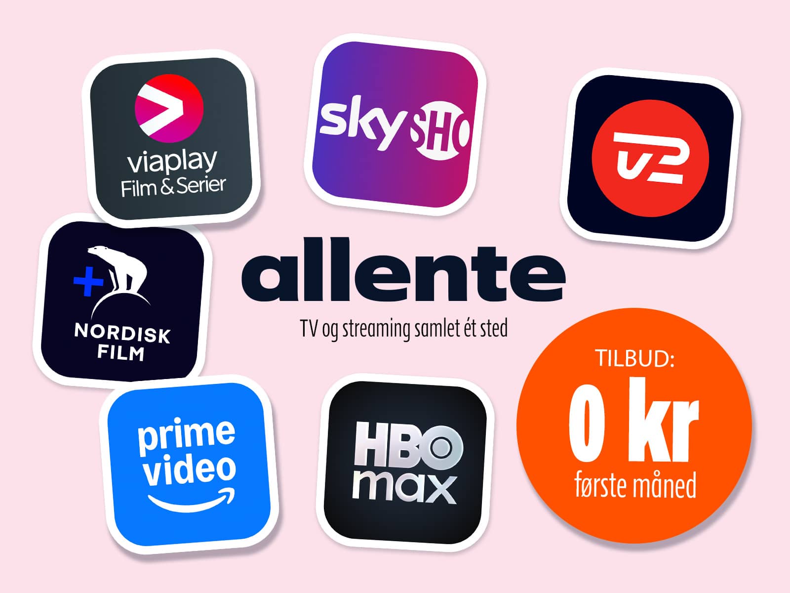 Logoer for streamingtjenester hos Allente. Se tv-pakkepriser fra Allente med 20% rabat via EWII. Vælg mellem tre fleksible streaming tv-pakker. Tilbud lige nu: 0 kr. første måned.