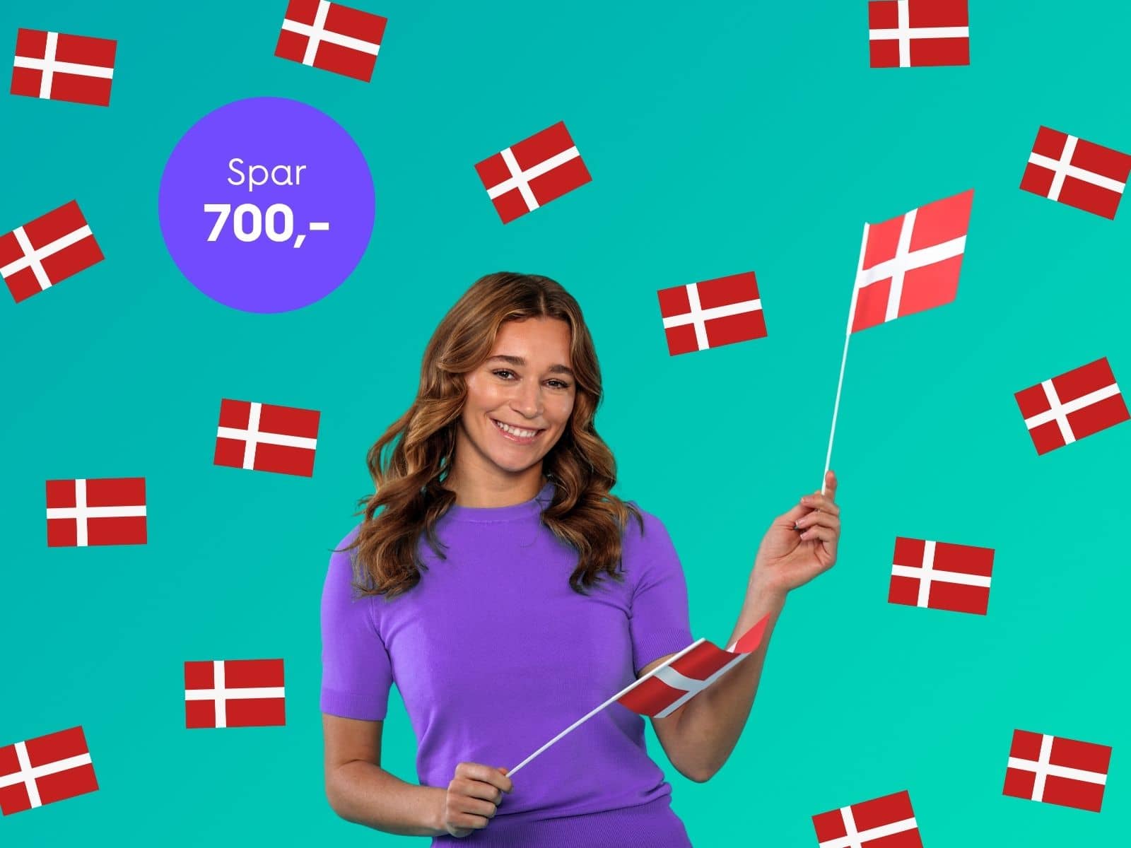 Kvinde med flag i hånden fejrer EWIIs fødselsdag